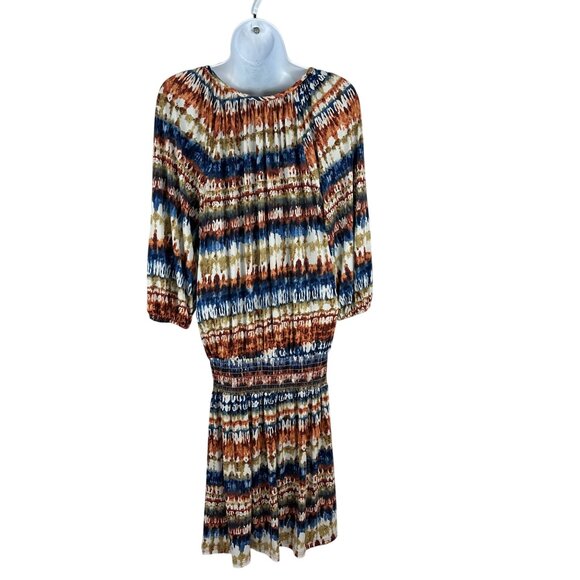 Veronica M Womens Boho Tie-Dye Dress With 3/4 Sleeves & Smocked Waist - Medium - Picture 5 of 6